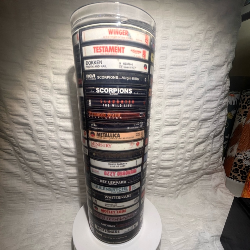 Custom Sublimation Tumbler Cassette 80s Rock and Roll Hairbands 20oz Men Women